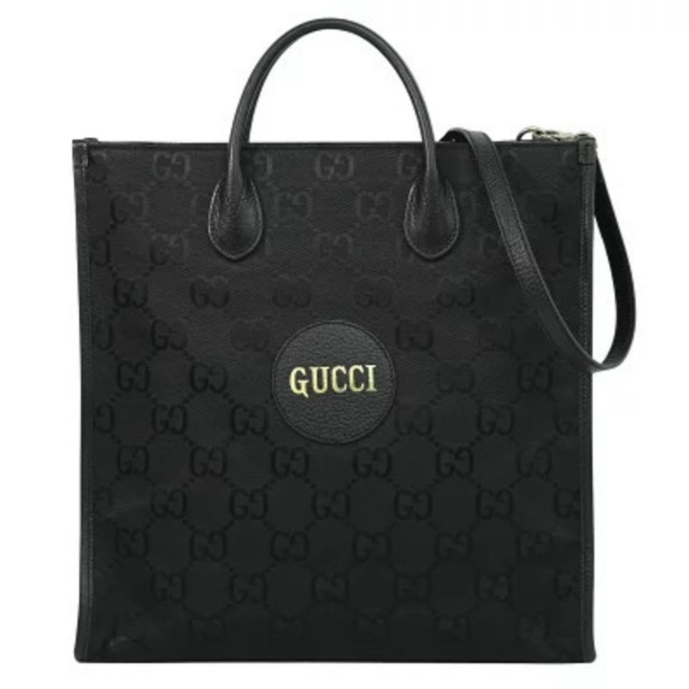 Gucci The Grid GG Tote Shoulder Bag Leather Black